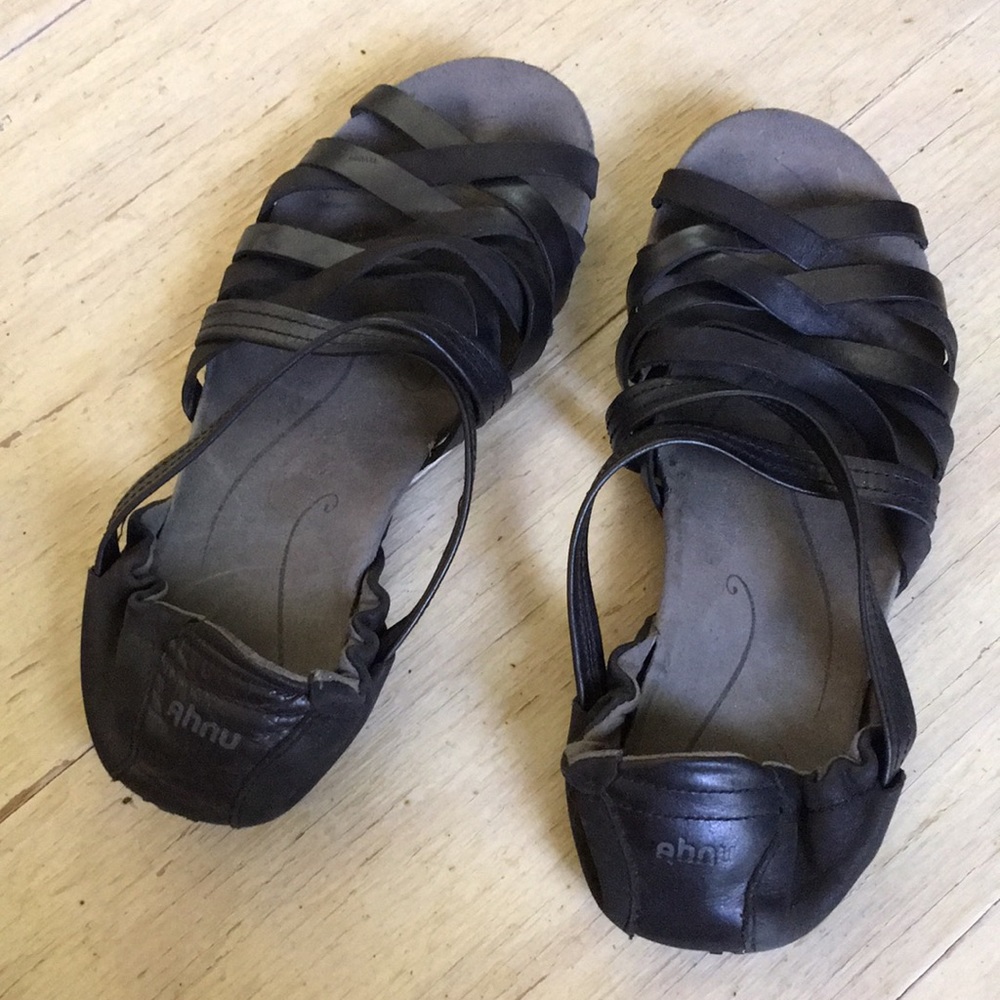 Ahnu black leather sandals